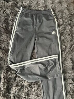 adidas Kids Charcoal Gray Joggers with White Stripes